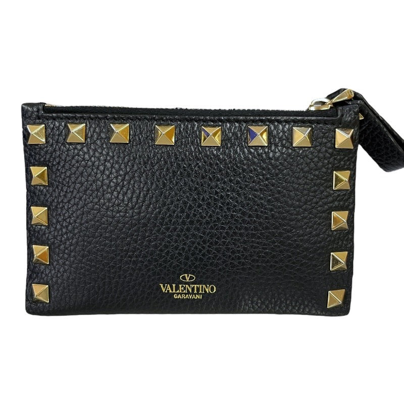 【VALENTINO GARAVANI】ヴァレンティノガラヴァーニ 2W2P0605VSH 二つ折り財布 レザーレディース ロックスタッズ 2つ折り 黒 ブラック