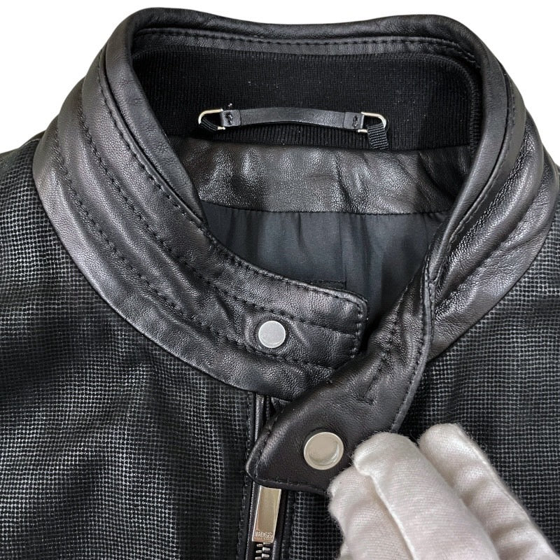 【HUGO BOSS】ヒューゴボス レザー シングル ライダースジャケット レザー メンズ TAILORED 黒 ブラック サイズ48