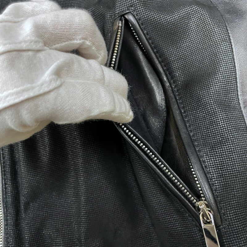 【HUGO BOSS】ヒューゴボス レザー シングル ライダースジャケット レザー メンズ TAILORED 黒 ブラック サイズ48