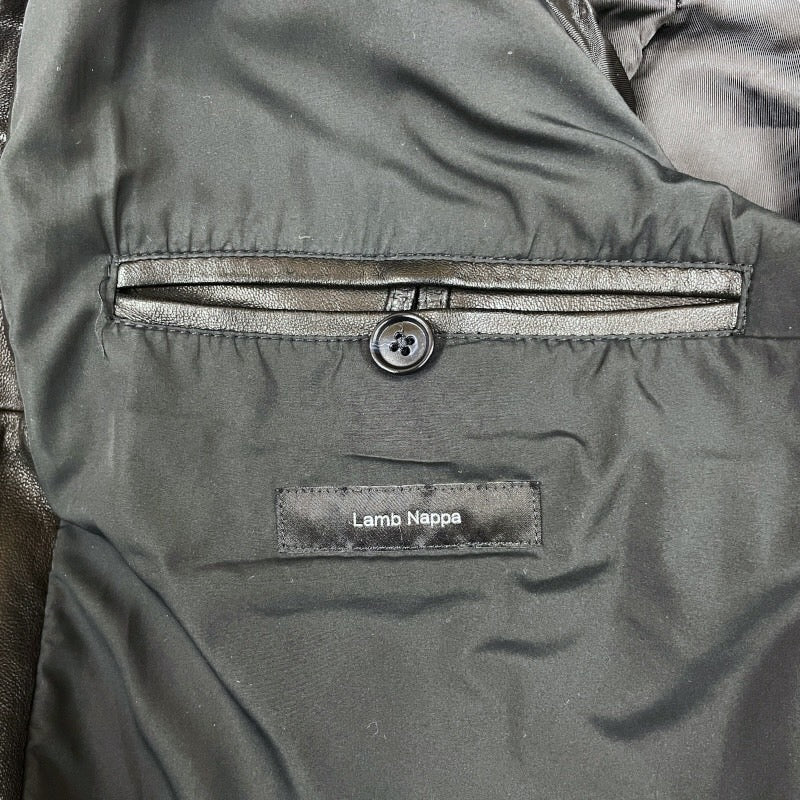 【HUGO BOSS】ヒューゴボス レザー シングル ライダースジャケット レザー メンズ TAILORED 黒 ブラック サイズ48