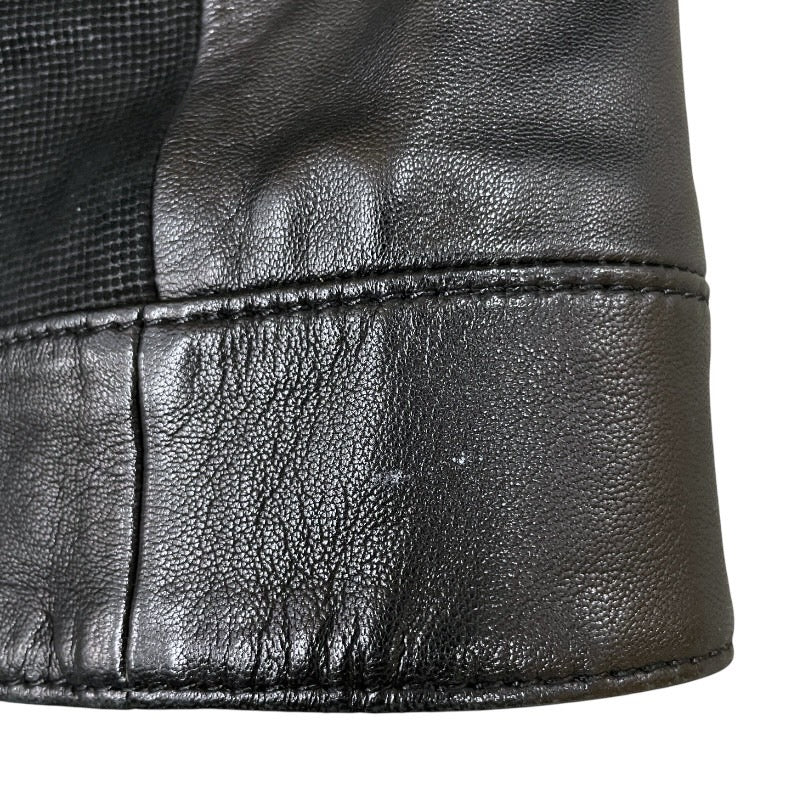 【HUGO BOSS】ヒューゴボス レザー シングル ライダースジャケット レザー メンズ TAILORED 黒 ブラック サイズ48