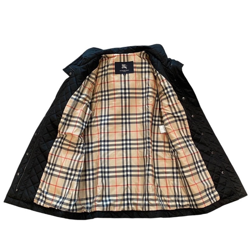 【BURBERRY】バーバリー チェック柄 フード付きコート その他アウター メンズ キルティング 中綿 黒 ブラック
