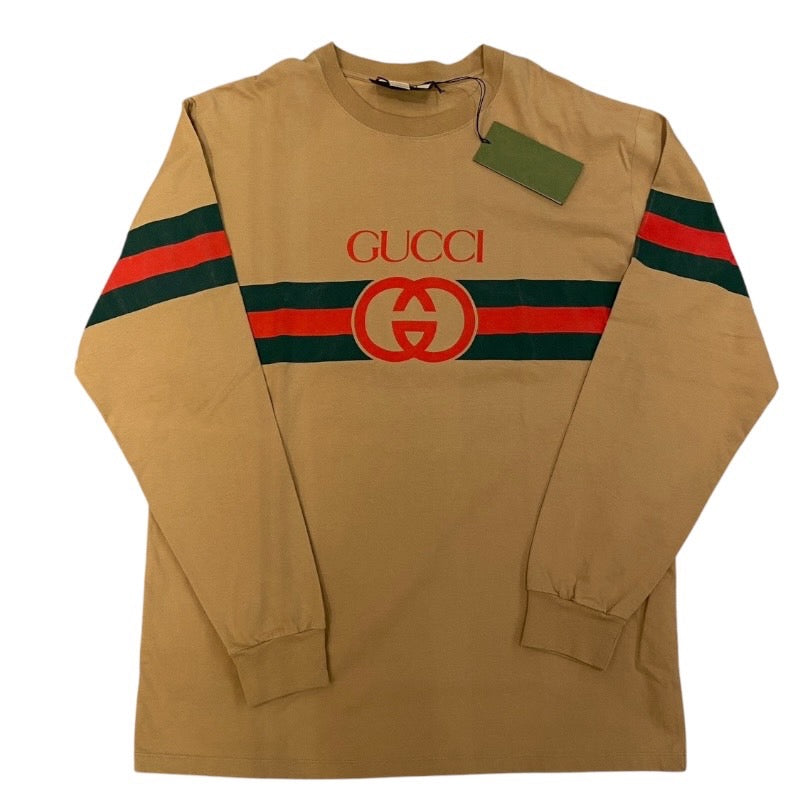 GGロゴ インターロッキング ロング Tシャツ ロンT 581903 長袖Tシャツ コットンメンズ