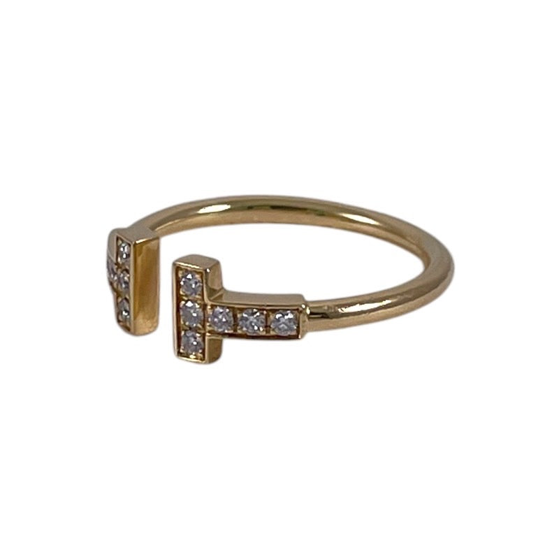 【TIFFANY&Co.】ティファニー Tワイヤー リング・指輪 K18イエローゴールド レディース 750 ダイヤモンド 9号