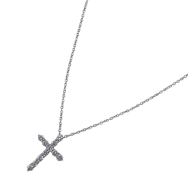 【TIFFANY&Co.】ティファニー スモールクロス ネックレス Pt950プラチナレディース ダイヤモンド