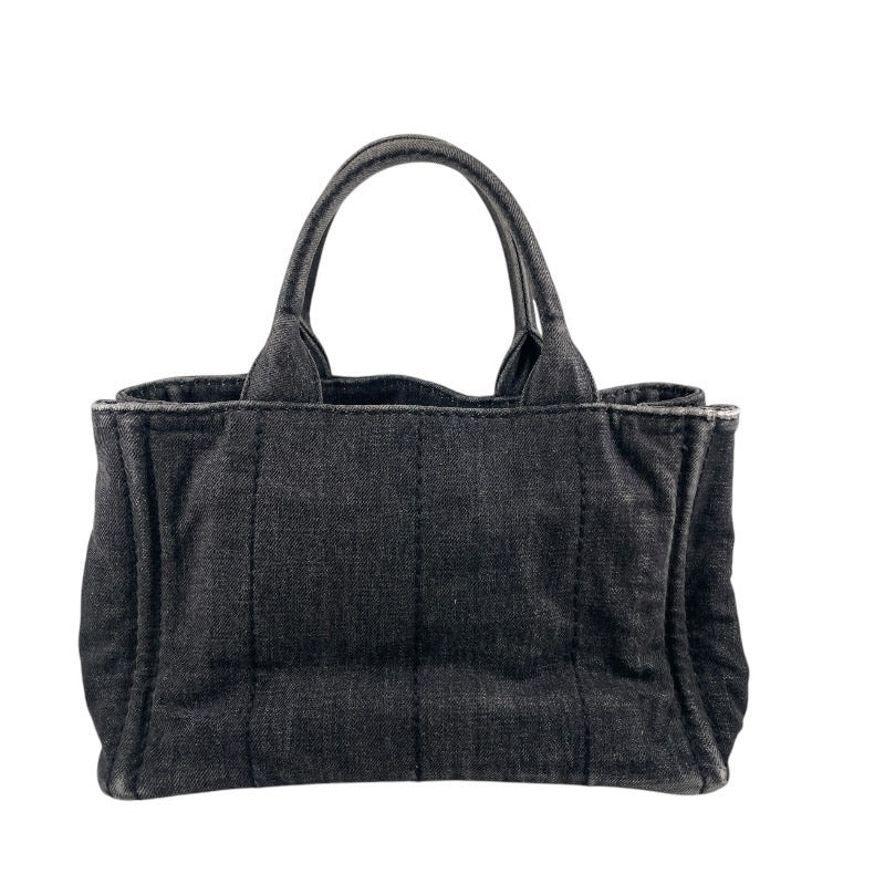 【PRADA】プラダ ミニカナパ 2WAY B2439G トートバッグレディース ハンドバッグ デニム 黒 ブラック ショルダー付き