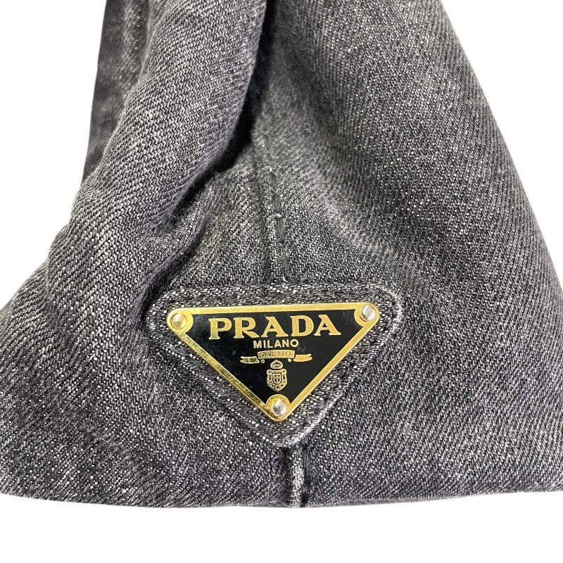 【PRADA】プラダ ミニカナパ 2WAY B2439G トートバッグレディース ハンドバッグ デニム 黒 ブラック ショルダー付き