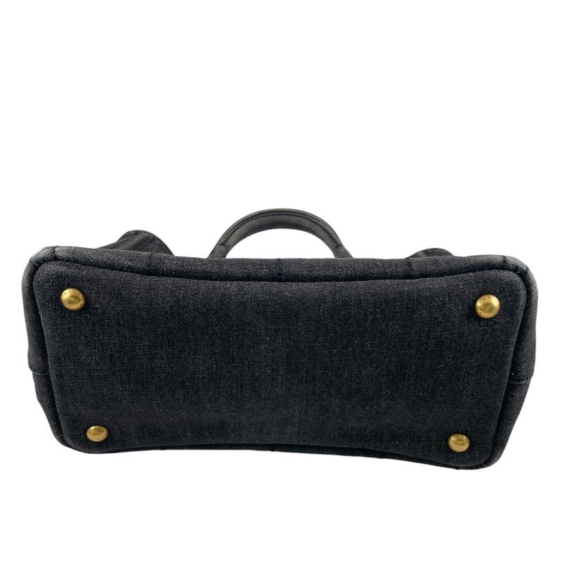 【PRADA】プラダ ミニカナパ 2WAY B2439G トートバッグレディース ハンドバッグ デニム 黒 ブラック ショルダー付き