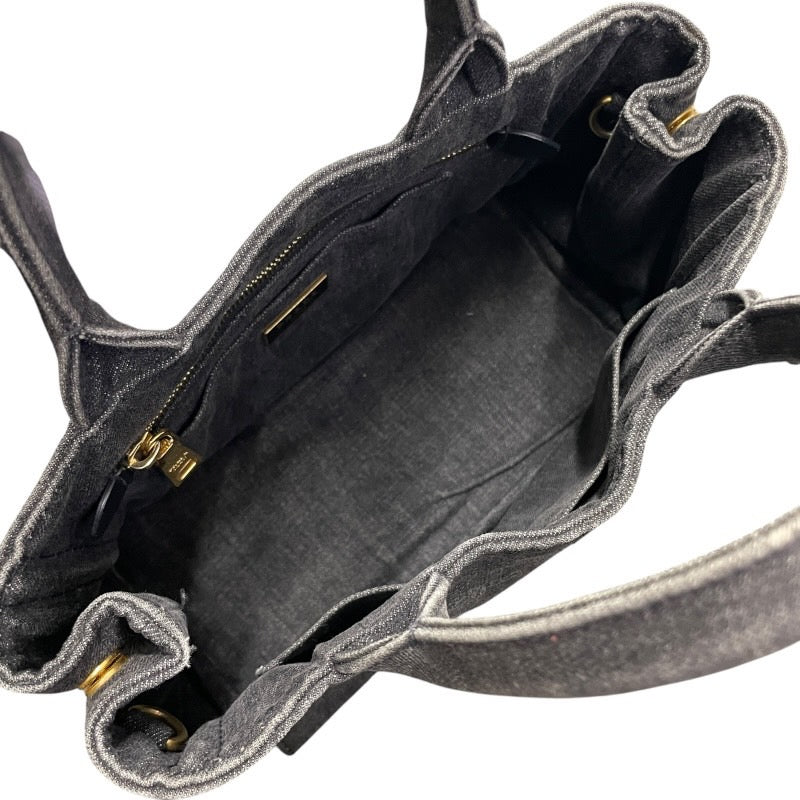 【PRADA】プラダ ミニカナパ 2WAY B2439G トートバッグレディース ハンドバッグ デニム 黒 ブラック ショルダー付き