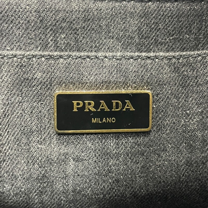 【PRADA】プラダ ミニカナパ 2WAY B2439G トートバッグレディース ハンドバッグ デニム 黒 ブラック ショルダー付き