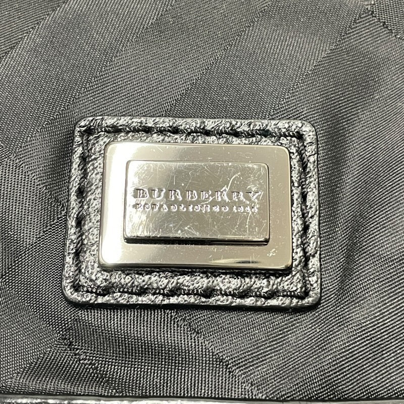 【BURBERRY】バーバリー ショルダーバッグ ナイロン レディース ワンショルダー セミショルダー チェック柄 黒 ブラック チェーン レザー
