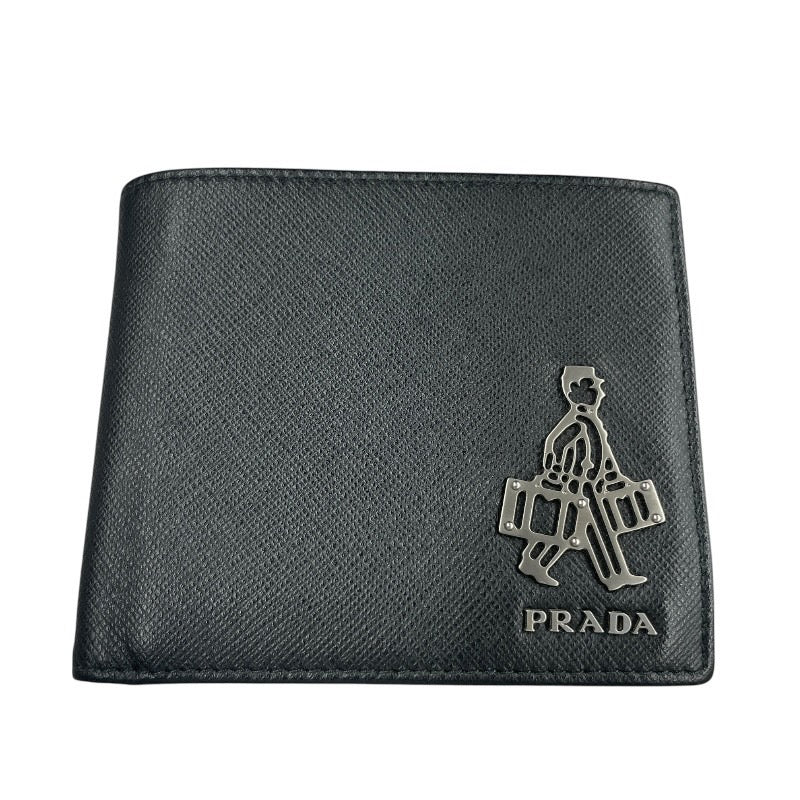 【PRADA】プラダ 2MO738 二つ折り財布 レザーメンズ 2つ折り サフィアーノ 黒 ブラック