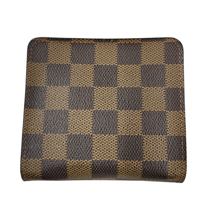 【LOUIS VUITTON】ルイ・ヴィトン コンパクト ジップ N61668 二つ折り財布レディース ダミエエベヌ ホック ラウンドファスナー 2つ折り