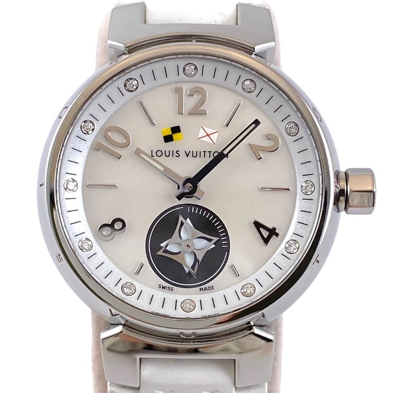 【LOUIS VUITTON】ルイ・ヴィトン タンブール Q12M0 腕時計 ステンレス レディース ラブリーカップ 12Pダイヤ ラバー