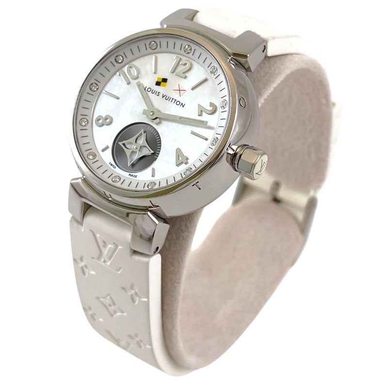 【LOUIS VUITTON】ルイ・ヴィトン タンブール Q12M0 腕時計 ステンレス レディース ラブリーカップ 12Pダイヤ ラバー