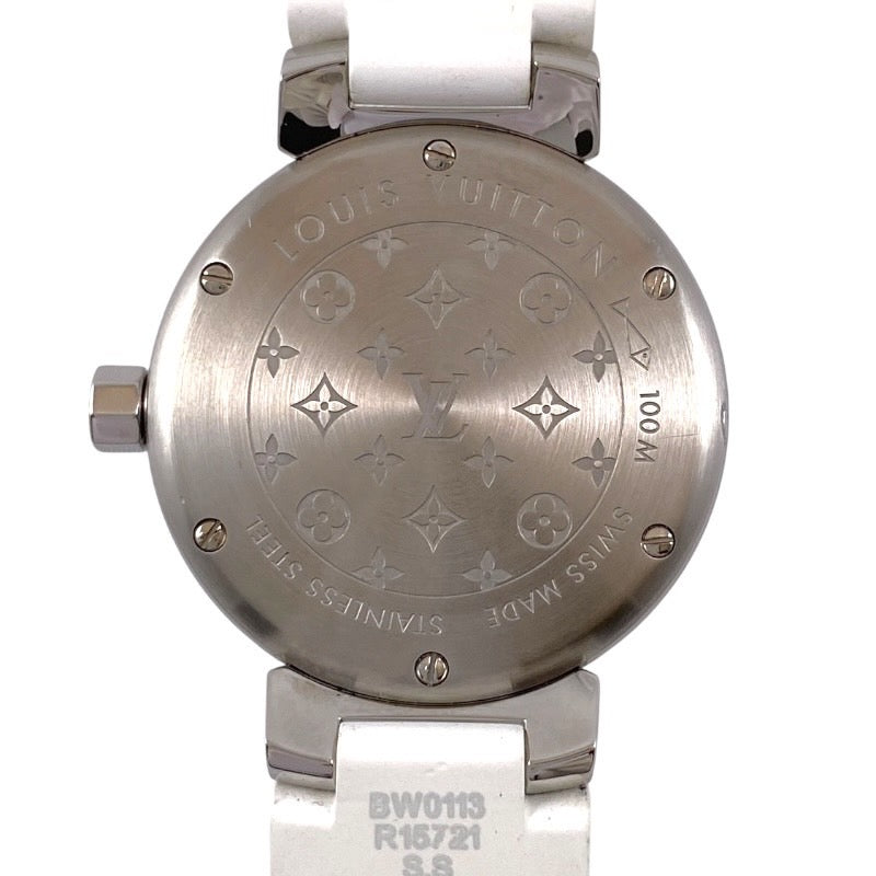 【LOUIS VUITTON】ルイ・ヴィトン タンブール Q12M0 腕時計 ステンレス レディース ラブリーカップ 12Pダイヤ ラバー