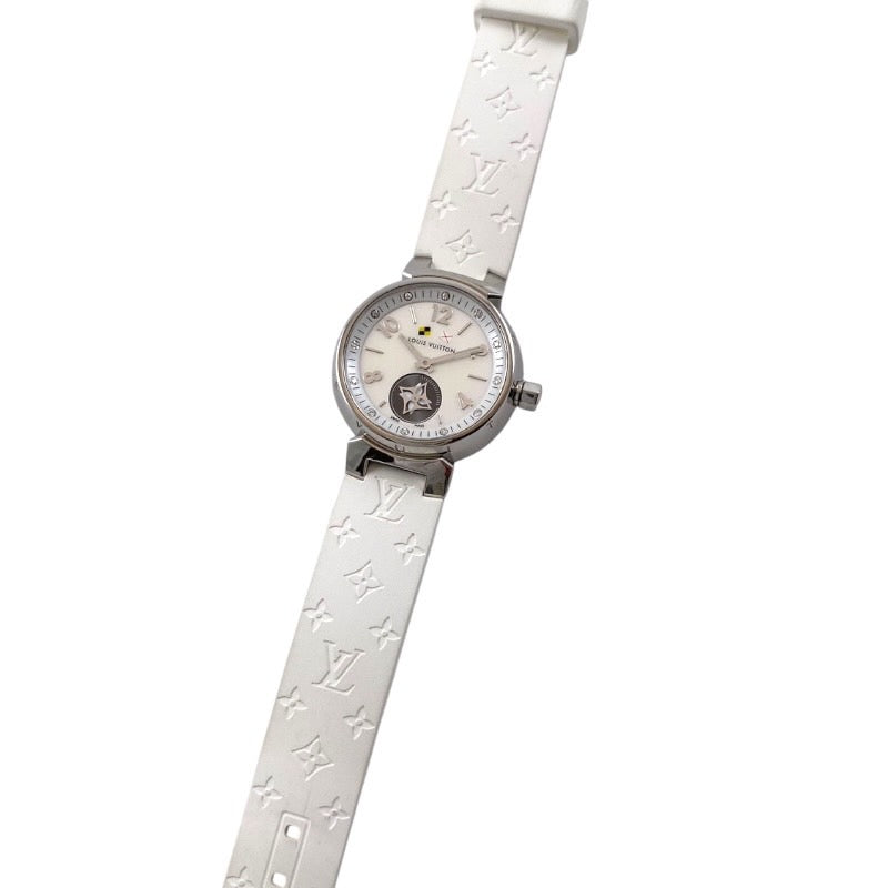 【LOUIS VUITTON】ルイ・ヴィトン タンブール Q12M0 腕時計 ステンレス レディース ラブリーカップ 12Pダイヤ ラバー