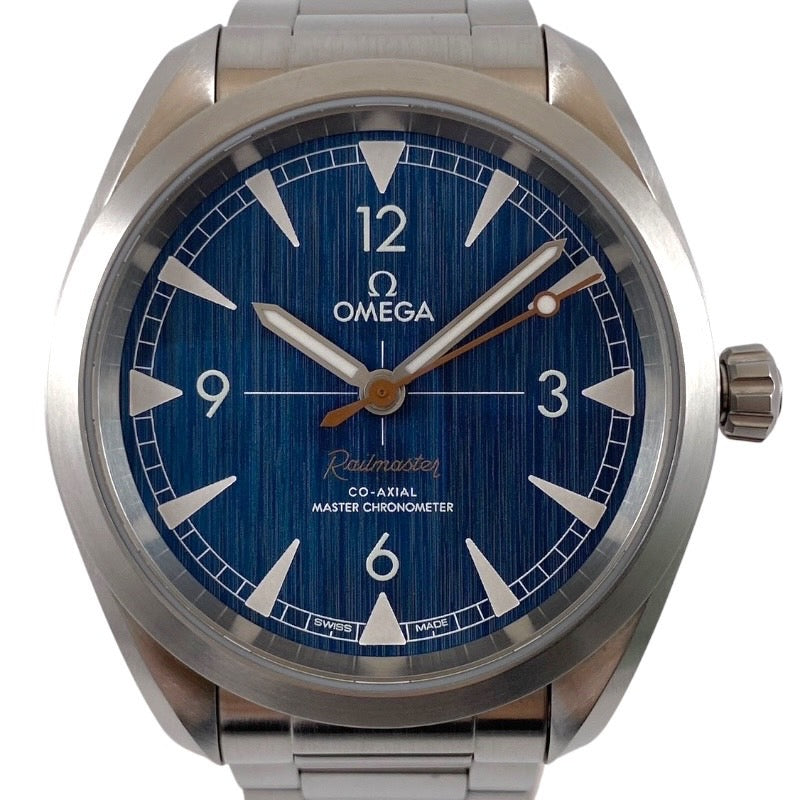 【OMEGA】オメガ レイルマスター 220.10.40.20.03.001 腕時計 ステンレススチール メンズ 自動巻き ブルー 青文字盤 マスタークロノメーター コーアクシャル
