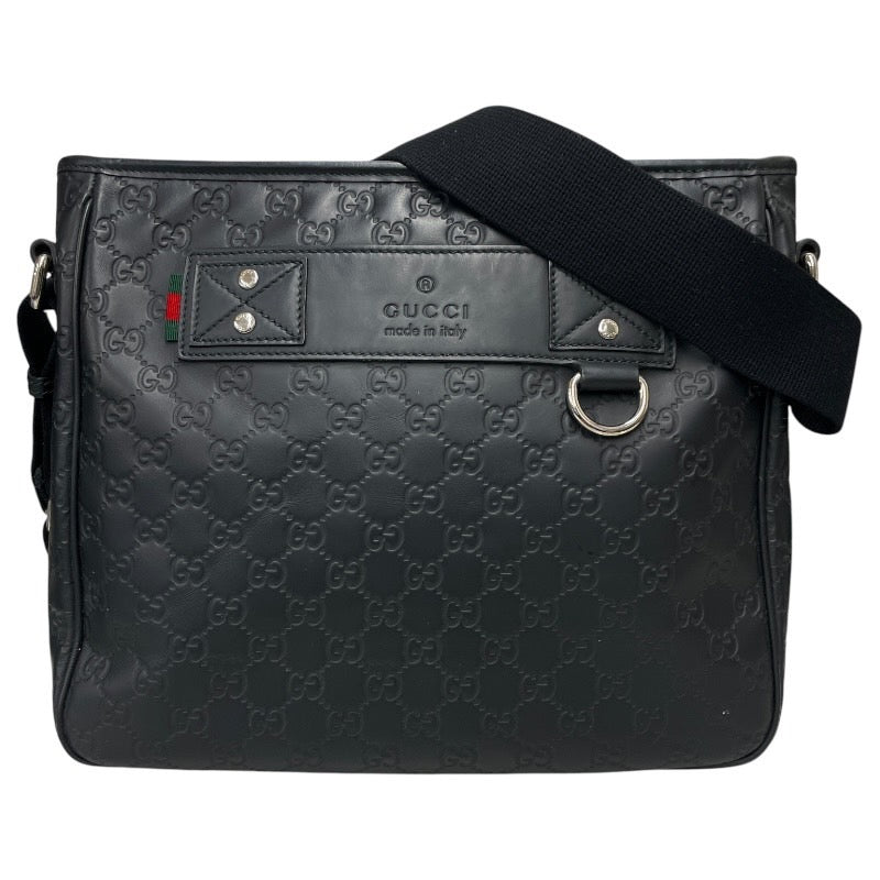 【GUCCI】グッチ グッチシマ 322080 ショルダーバッグ メンズ メッセンジャー GG レザー 黒 ブラック シェリーライン