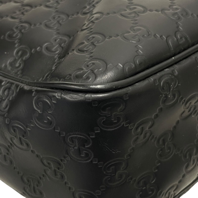 【GUCCI】グッチ グッチシマ 322080 ショルダーバッグ メンズ メッセンジャー GG レザー 黒 ブラック シェリーライン