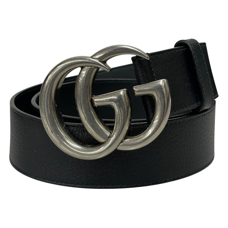 【GUCCI】グッチ GGマーモント 406831 ベルト レザー メンズ ブラック/シルバー 85/34 GGバックル