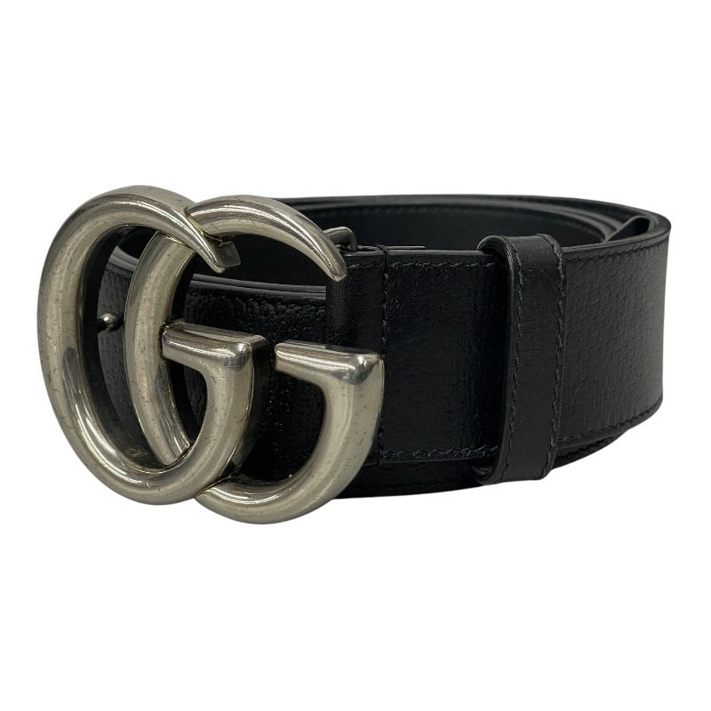 【GUCCI】グッチ GGマーモント 406831 ベルト レザー メンズ ブラック/シルバー 85/34 GGバックル