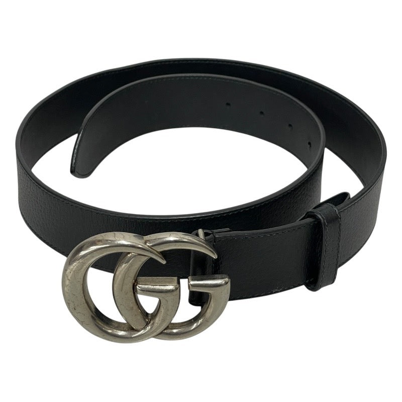 【GUCCI】グッチ GGマーモント 406831 ベルト レザー メンズ ブラック/シルバー 85/34 GGバックル