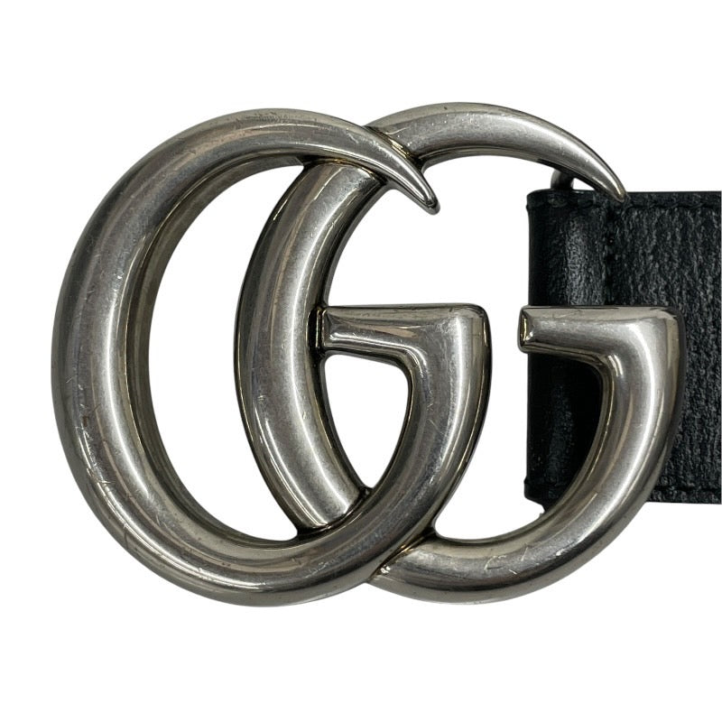 【GUCCI】グッチ GGマーモント 406831 ベルト レザー メンズ ブラック/シルバー 85/34 GGバックル