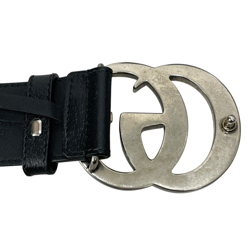 【GUCCI】グッチ GGマーモント 406831 ベルト レザー メンズ ブラック/シルバー 85/34 GGバックル