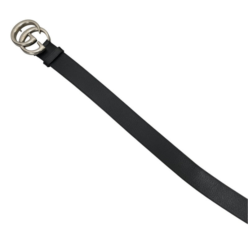【GUCCI】グッチ GGマーモント 406831 ベルト レザー メンズ ブラック/シルバー 85/34 GGバックル