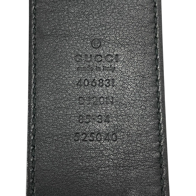 【GUCCI】グッチ GGマーモント 406831 ベルト レザー メンズ ブラック/シルバー 85/34 GGバックル