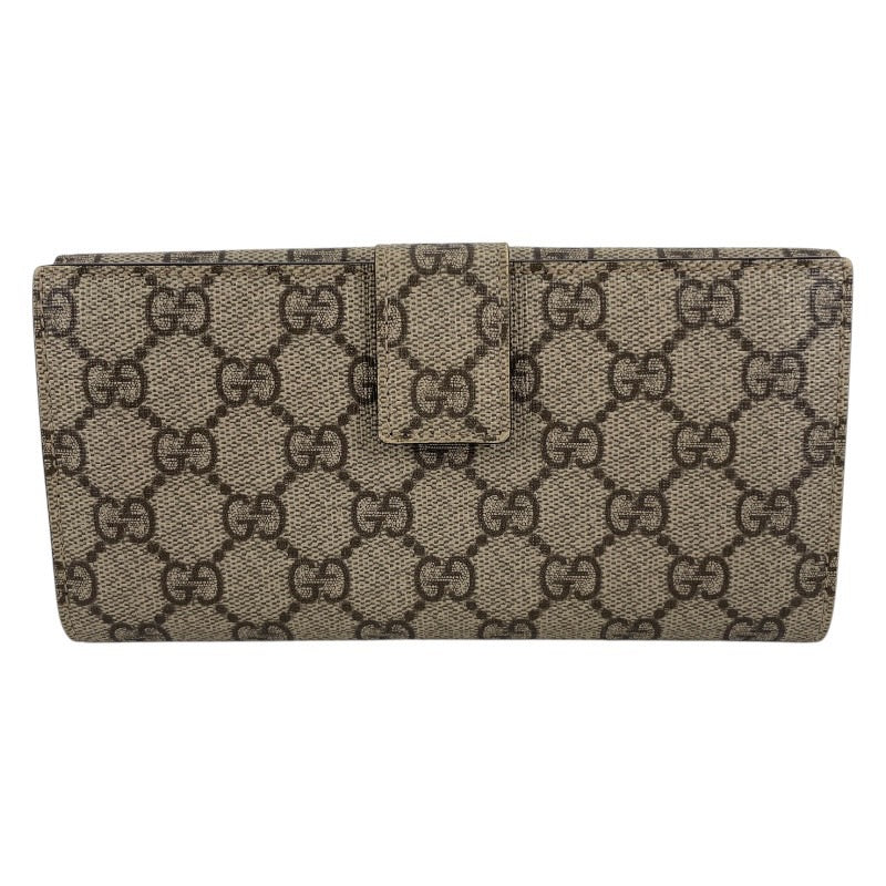 【GUCCI】グッチ GGスプリーム Wホック 212104 長財布レディース PVC レザー ロングウォレット ベージュ ロゴ 二つ折り