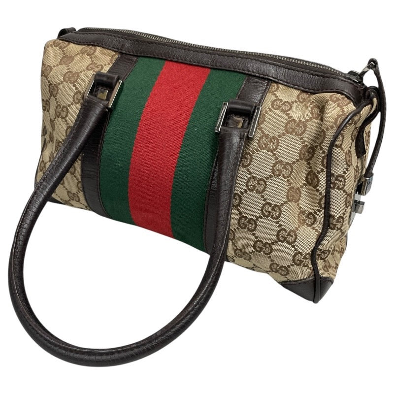 【GUCCI】グッチ GGキャンバス シェリーライン 30458 ハンドバッグ レディース ミニボストン GG柄 レザー ウェビングライン