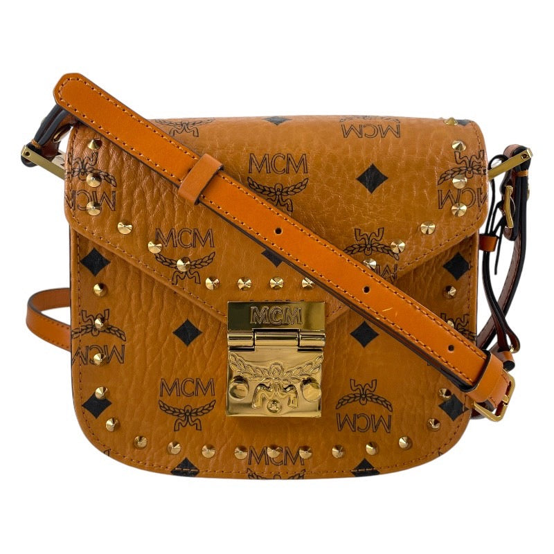 MCM】エム・シー・エム ヴィセトス スタッズ ショルダーバッグ レザー  