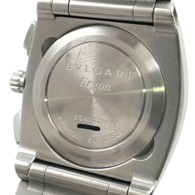 【BVLGARI】ブルガリ エルゴン クロノグラフ EG40SCH 腕時計 ステンレススチール メンズ 白文字盤 デイト 自動巻き オートマティック