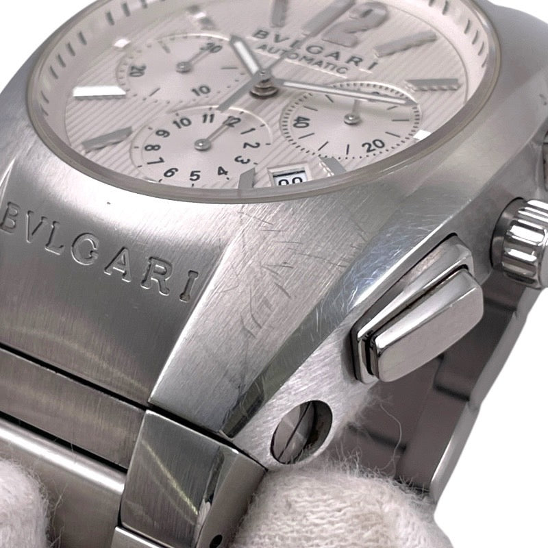 【BVLGARI】ブルガリ エルゴン クロノグラフ EG40SCH 腕時計 ステンレススチール メンズ 白文字盤 デイト 自動巻き オートマティック