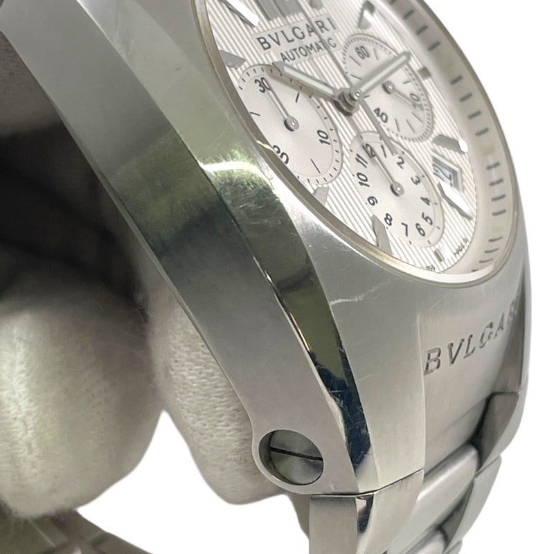【BVLGARI】ブルガリ エルゴン クロノグラフ EG40SCH 腕時計 ステンレススチール メンズ 白文字盤 デイト 自動巻き オートマティック