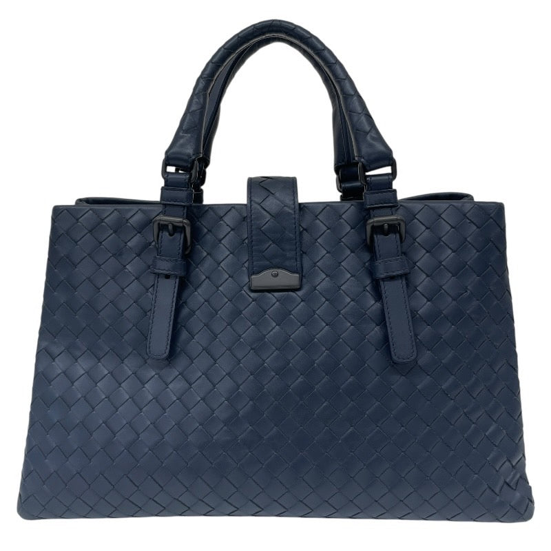 【BOTTEGAVENETA】ボッテガヴェネタ ローマバッグ ハンドバッグユニセックス イントレチャート トートバッグ レザー ネイビー ブルー