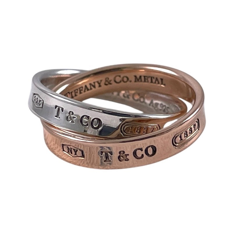 【TIFFANY&Co.】ティファニー インターロッキングサークル リング・指輪 シルバー925レディース ナロー 1837 メタル METAL 2連 6.5号