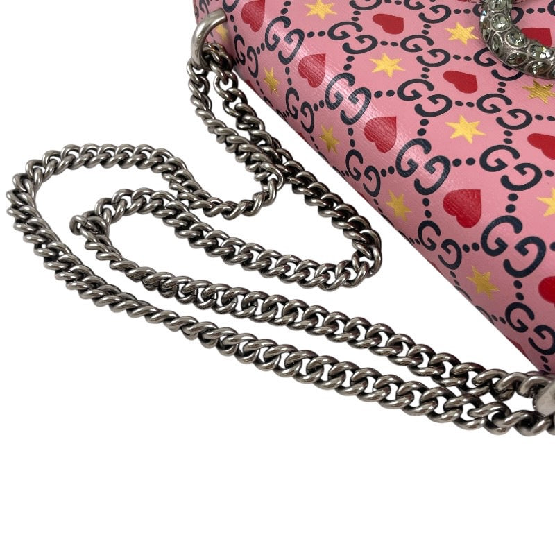 【GUCCI】グッチ ディオニュソス 400249 ショルダーバッグレディース チェーンショルダー バレンタイン GG ハート ピンク レザー