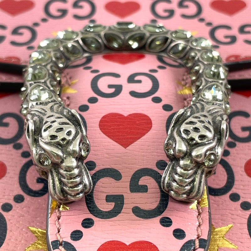 【GUCCI】グッチ ディオニュソス 400249 ショルダーバッグレディース チェーンショルダー バレンタイン GG ハート ピンク レザー