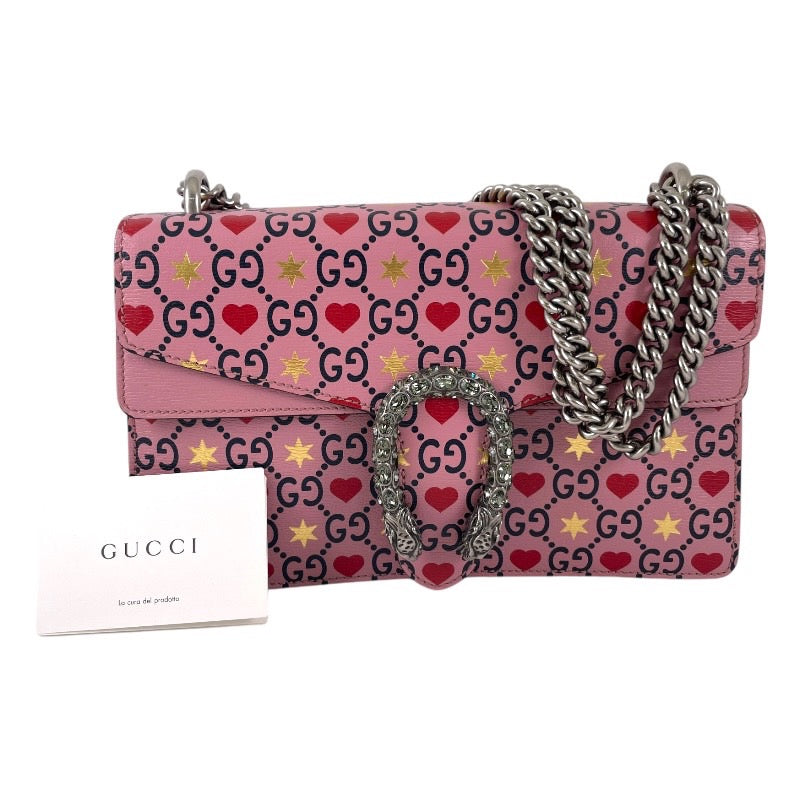 【GUCCI】グッチ ディオニュソス 400249 ショルダーバッグレディース チェーンショルダー バレンタイン GG ハート ピンク レザー