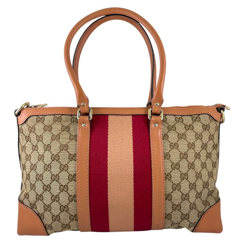 【GUCCI】グッチ シェリーライン 257341 トートバッグ レディース GGキャンバス レザー ベージュ レッド 赤