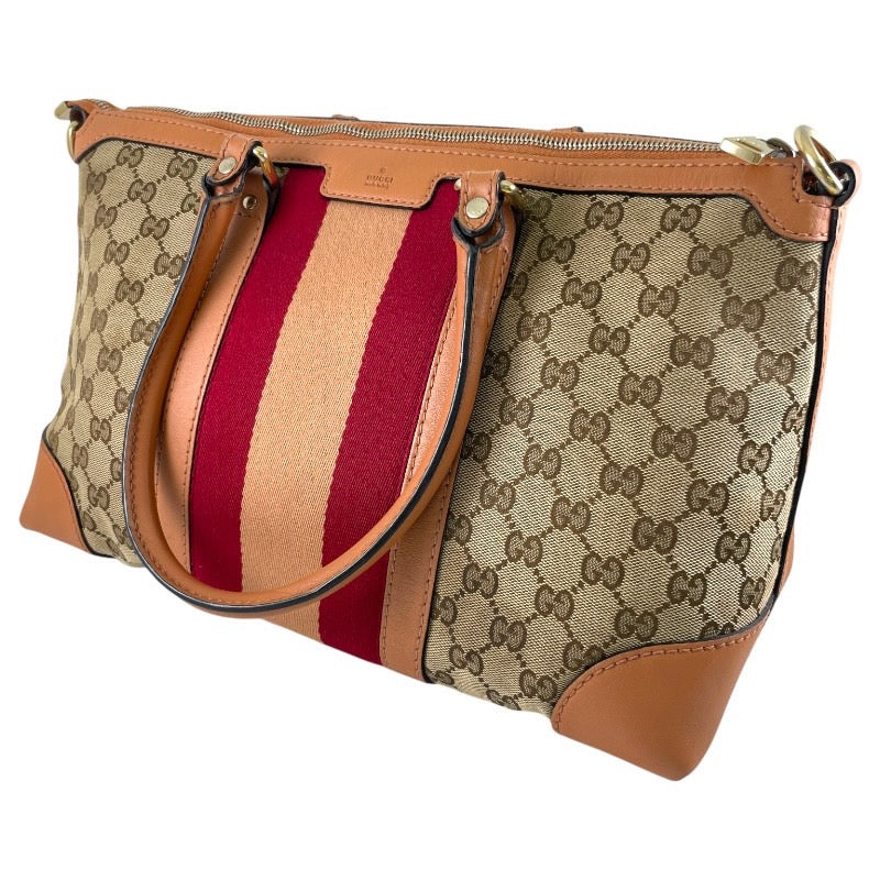 【GUCCI】グッチ シェリーライン 257341 トートバッグ レディース GGキャンバス レザー ベージュ レッド 赤