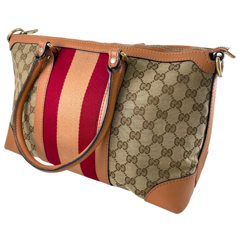 【GUCCI】グッチ シェリーライン 257341 トートバッグ レディース GGキャンバス レザー ベージュ レッド 赤