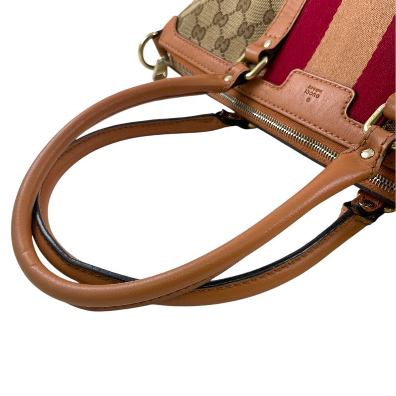 【GUCCI】グッチ シェリーライン 257341 トートバッグ レディース GGキャンバス レザー ベージュ レッド 赤