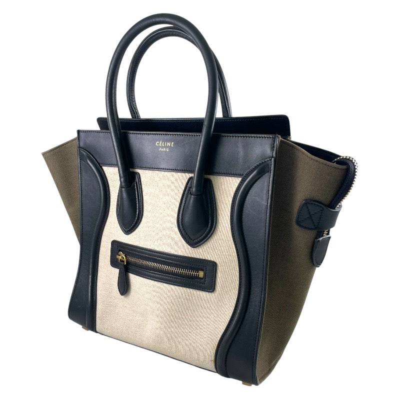 【CELINE】セリーヌ ラゲージ トートバッグ レディース マイクロショッパー キャンバス/レザー ハンドバッグ ブラック カーキ ベージュ