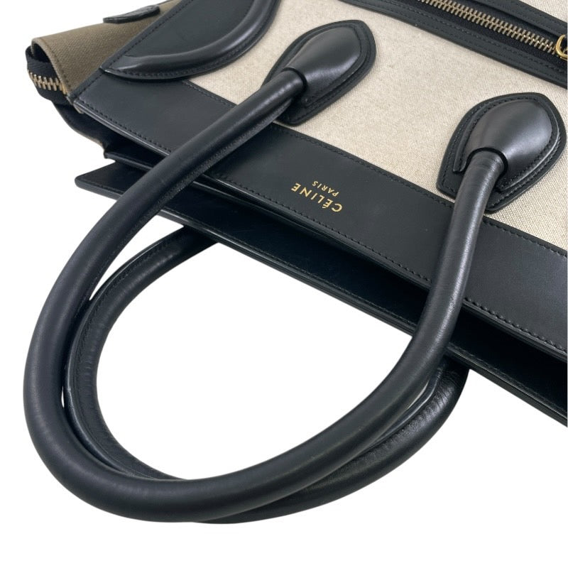 【CELINE】セリーヌ ラゲージ トートバッグ レディース マイクロショッパー キャンバス/レザー ハンドバッグ ブラック カーキ ベージュ