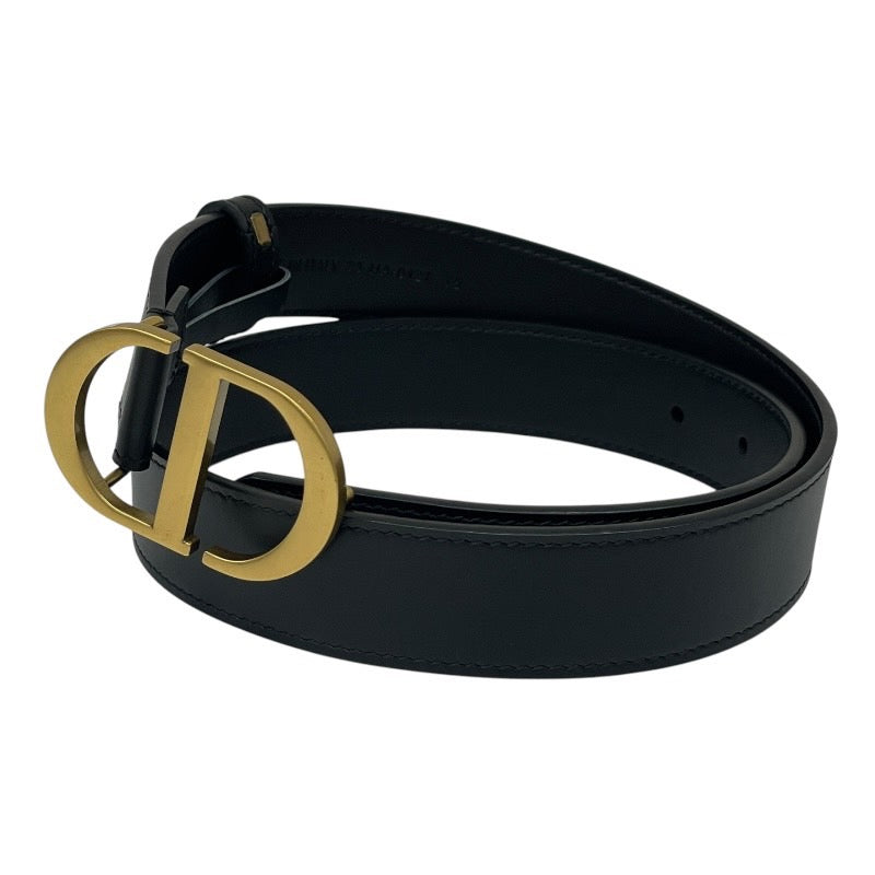 【Christian Dior】クリスチャンディオール 30モンテーニュ ベルトレディース 30MONTAIGNE CDロゴ レザー 黒 ブラック GD金具 ゴールド 75