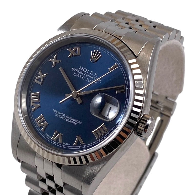 【ROLEX】ロレックス デイトジャスト36 16234 腕時計 SS/WG メンズ ホワイトゴールド 青文字盤 ブルー ローマン